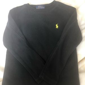 Waffle knit polo pullover- long sleeve